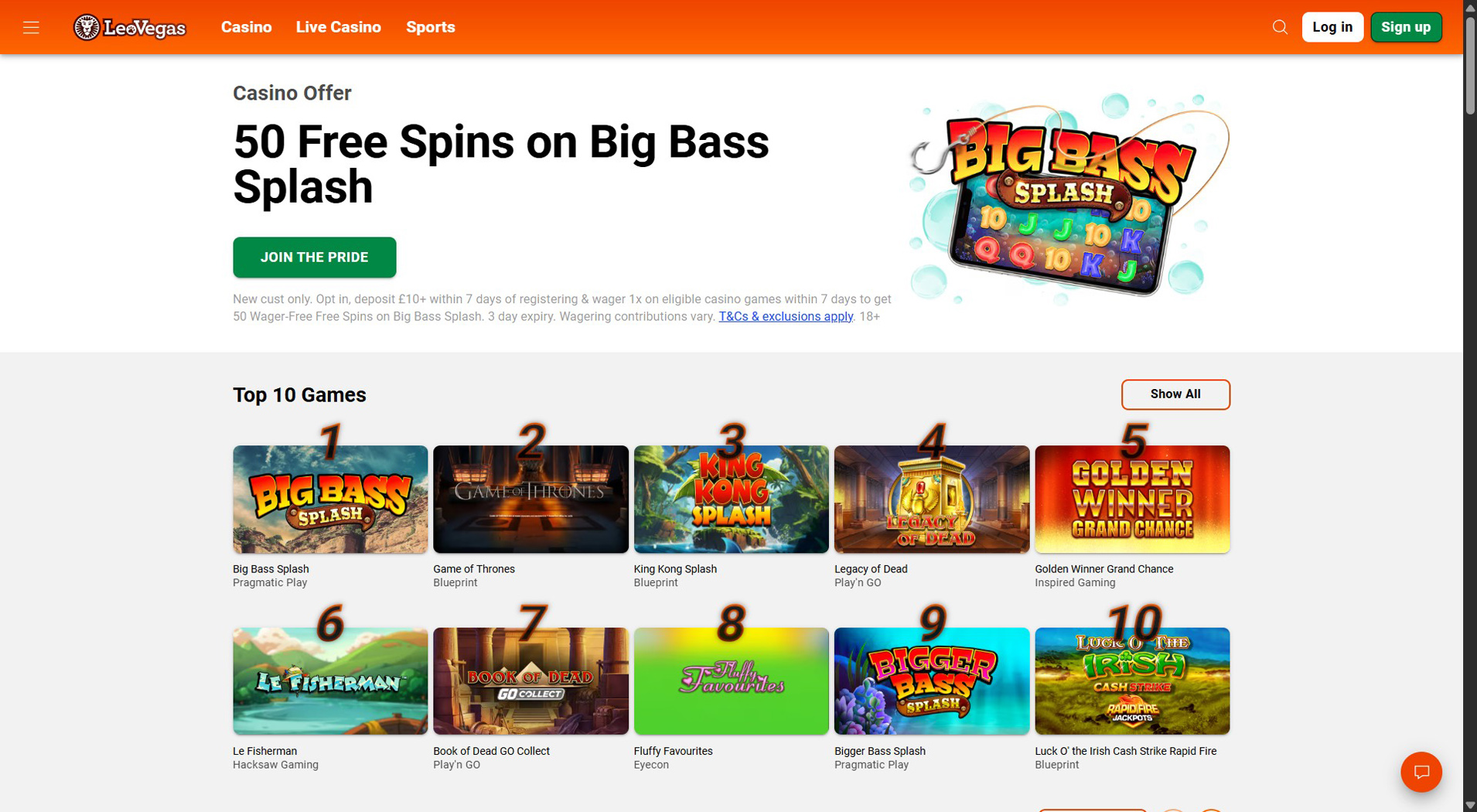 8. LeoVegas - Popular Flexepin Casino Bonus